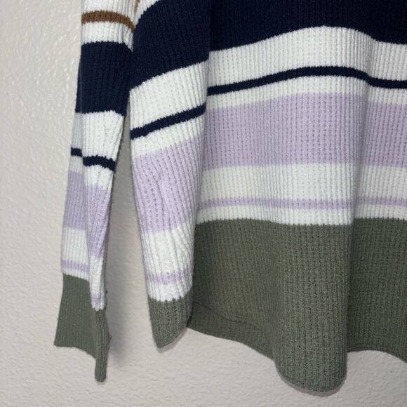NEW Carve Designs Rockvale Sweater Cowl Neck Striped Thumb Holes Women's Size L - Picture 14 of 16